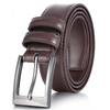 Men Leather Dress Belt with Single Prong Buckle